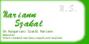 mariann szakal business card